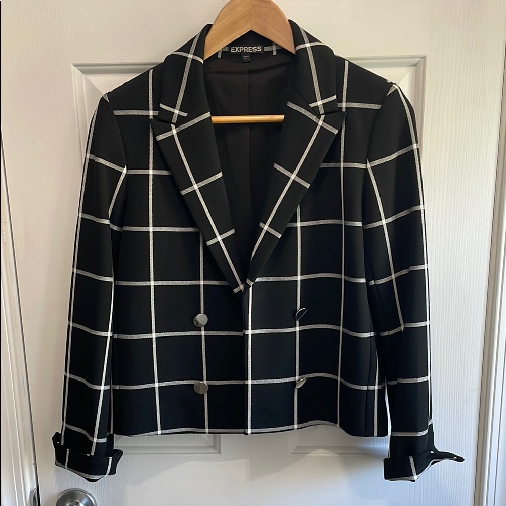 Express Black and White Checkered Blazer